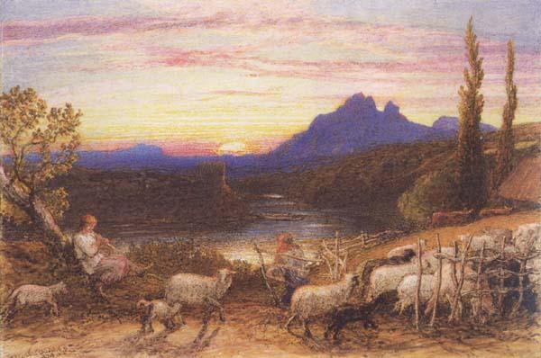 Samuel Palmer Till Vesper Bade the Swain oil painting picture